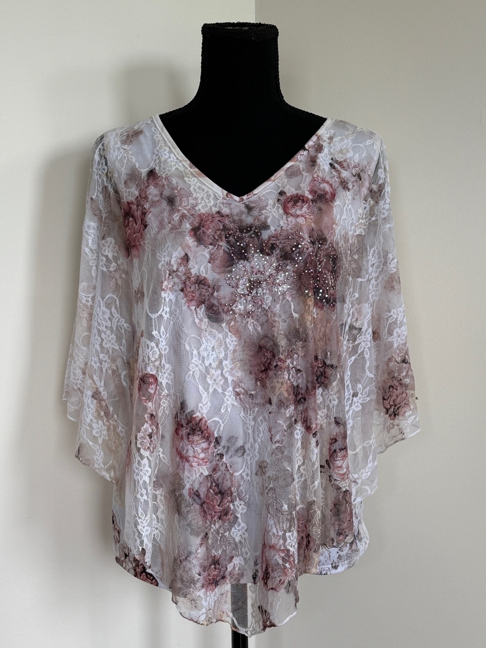 Brittany Black Floral Lace Overlay Top — Romantic & Dreamy | Fits like a M